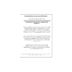 AFFICHE "IMPORTANCE DE NOS CONTRIBUTIONS"